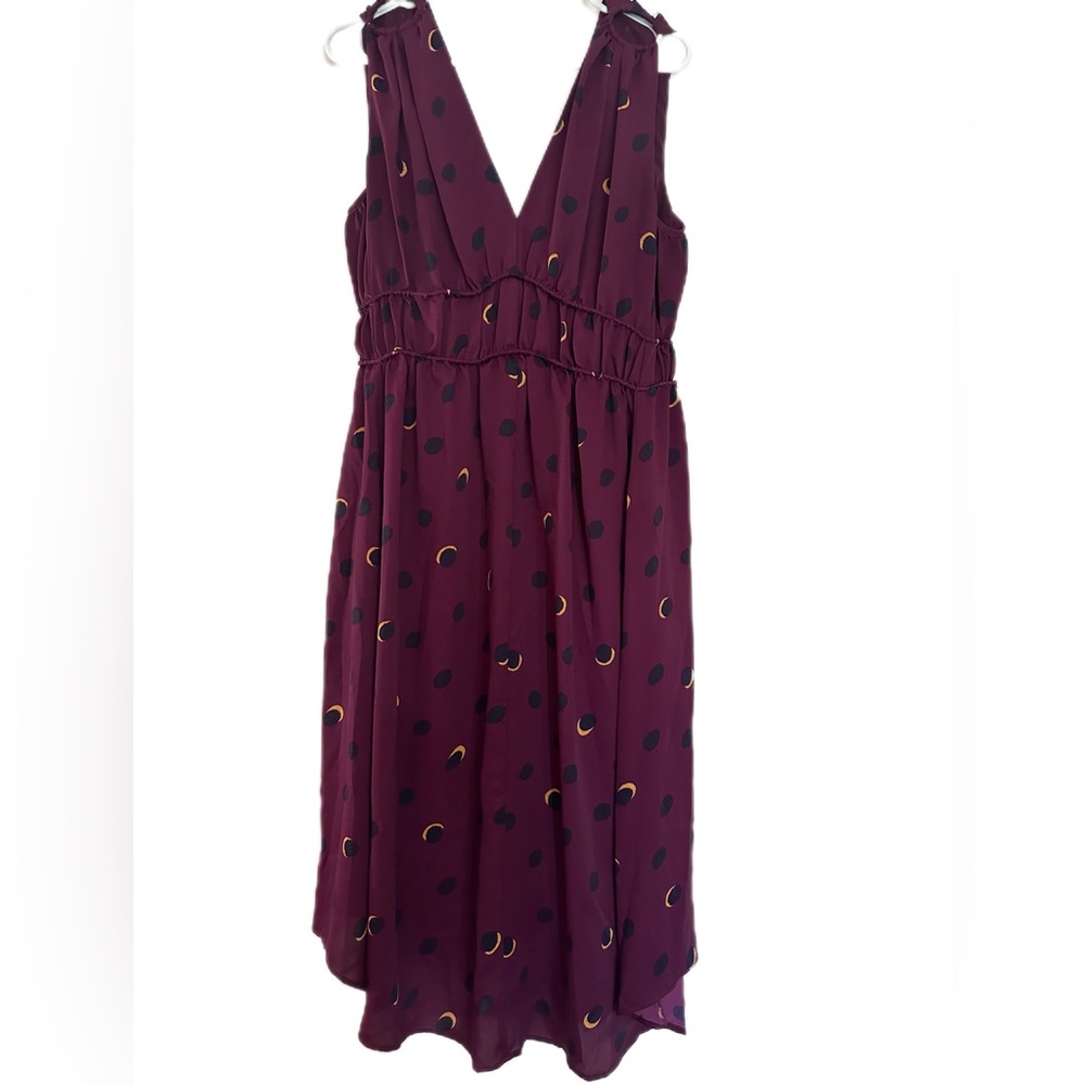 Current Air Burgundy Midi Dress with Dots